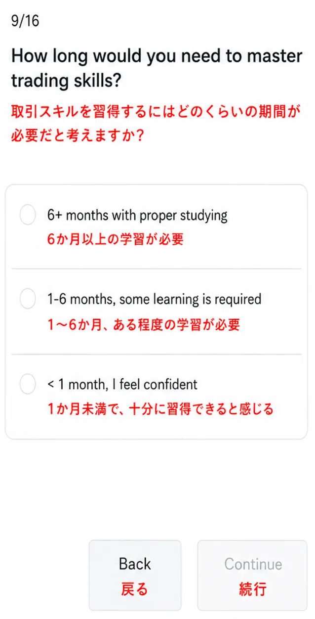 Exnessの投資経験・収入状況などのアンケートに回答9